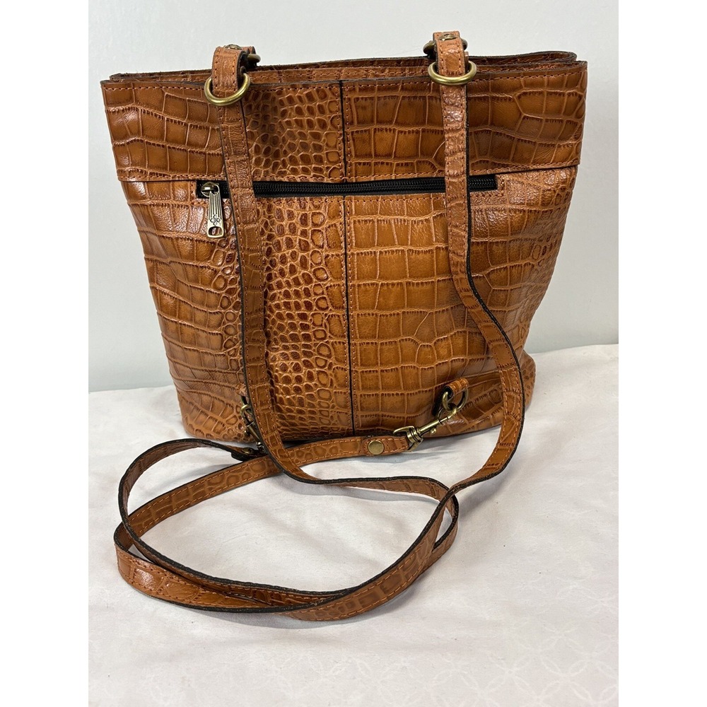 Patricia Nash Albi Convertible Leather Backpack Tote Bag Purse Croc Embossed